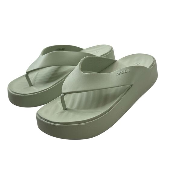 Crocs Getaway Platform Flip Flops Mint Green Sz 9 Thong Sandals Beach Comfort - Picture 3 of 9